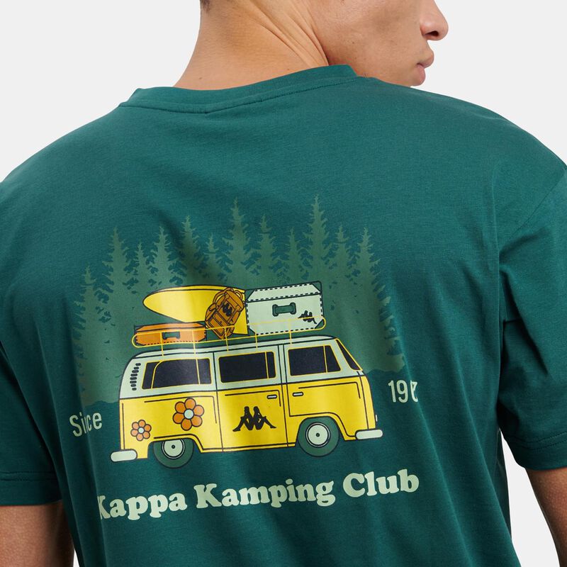 T-shirt Kappa Authentic Graphik Paras, verde/bianco/giallo