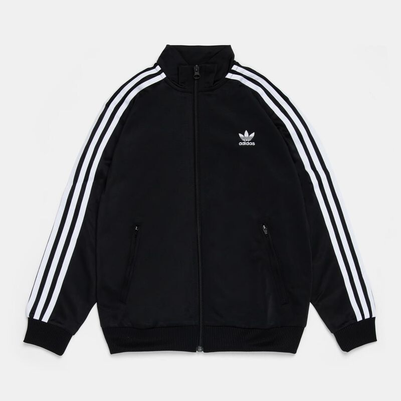 Felpa con zip adidas adicolor Firebird ragazzi, nero/bianco