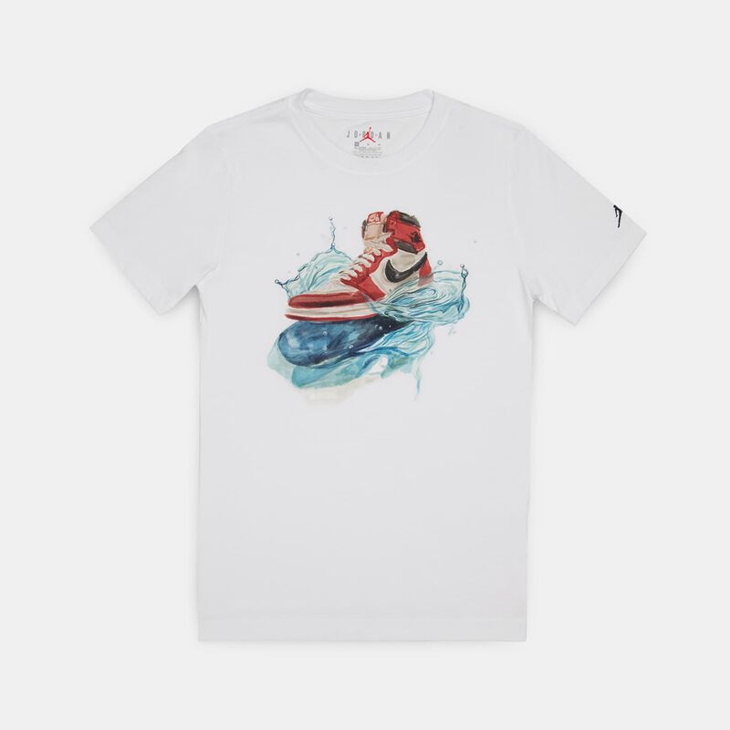 T-shirt Jordan AJ1 Wave ragazzi, bianco/multicolor