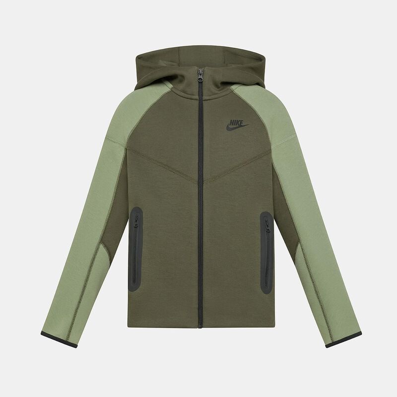 Felpa con zip Nike Sportswear Tech ragazzi, verde/nero