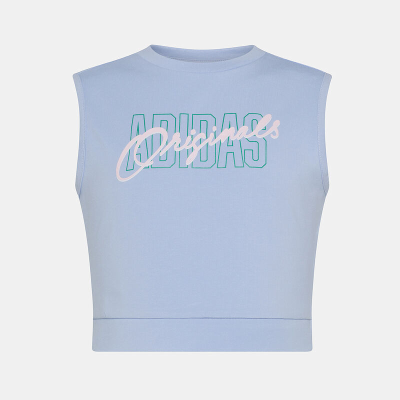 canotta adidas Graphic Print Crop ragazzi, azzurro/rosa/bianco