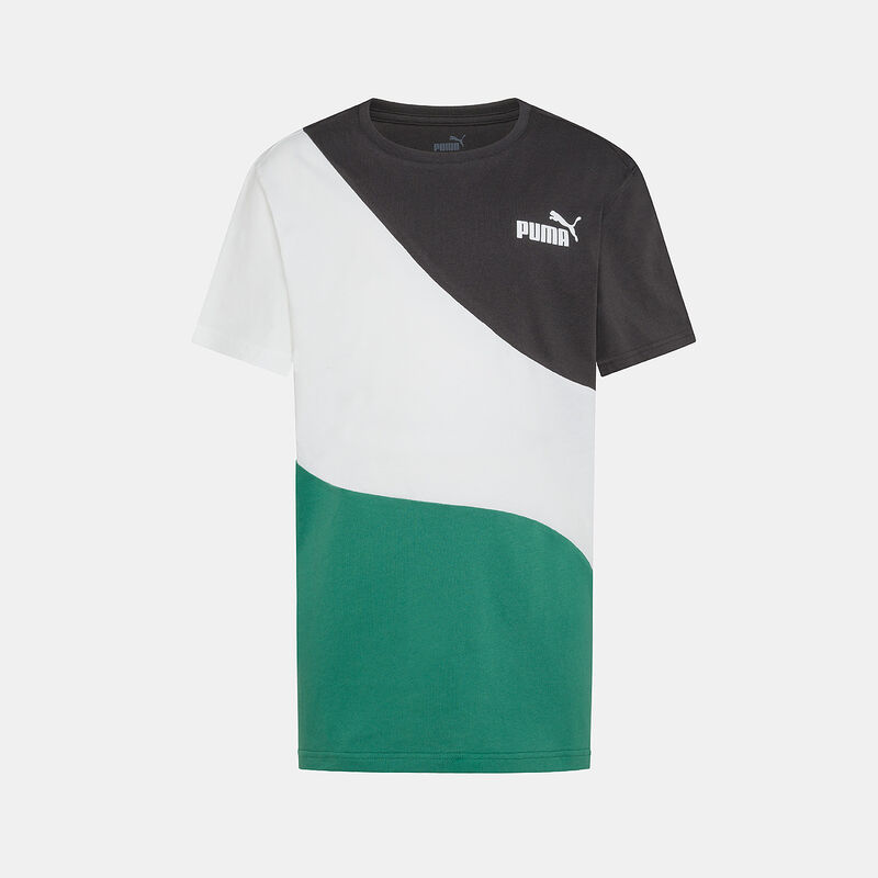 T-shirt Puma Power Cat ragazzi, nero/bianco/verde