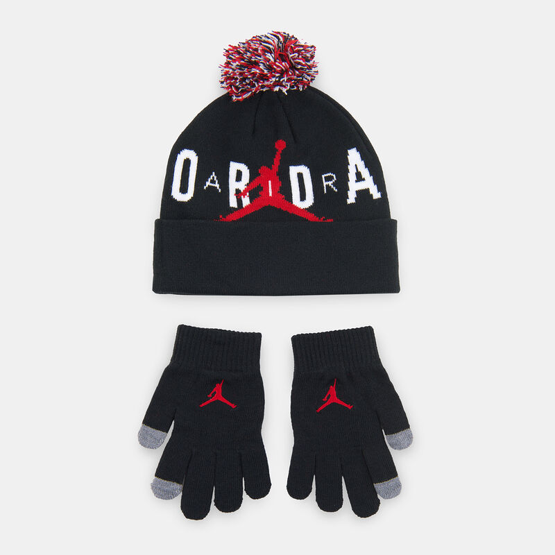 Berretto e guanti Jordan ragazzi, nero/rosso/bianco