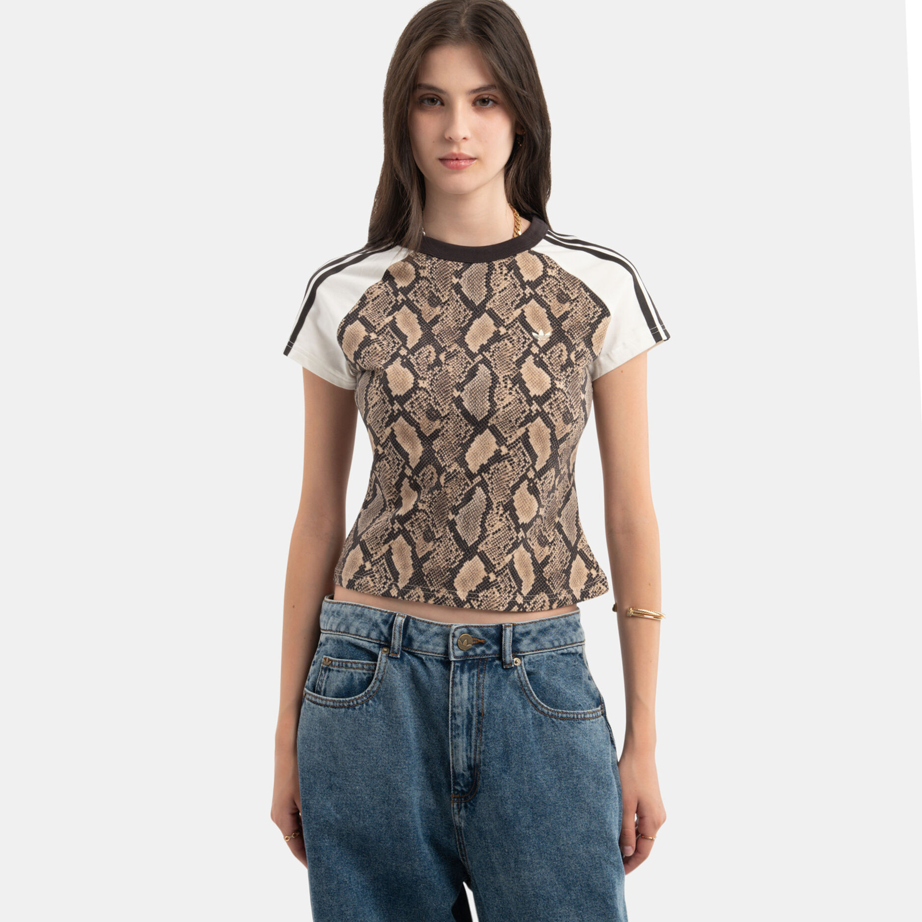 T-shirt adidas Snake Print, animalier/bianco