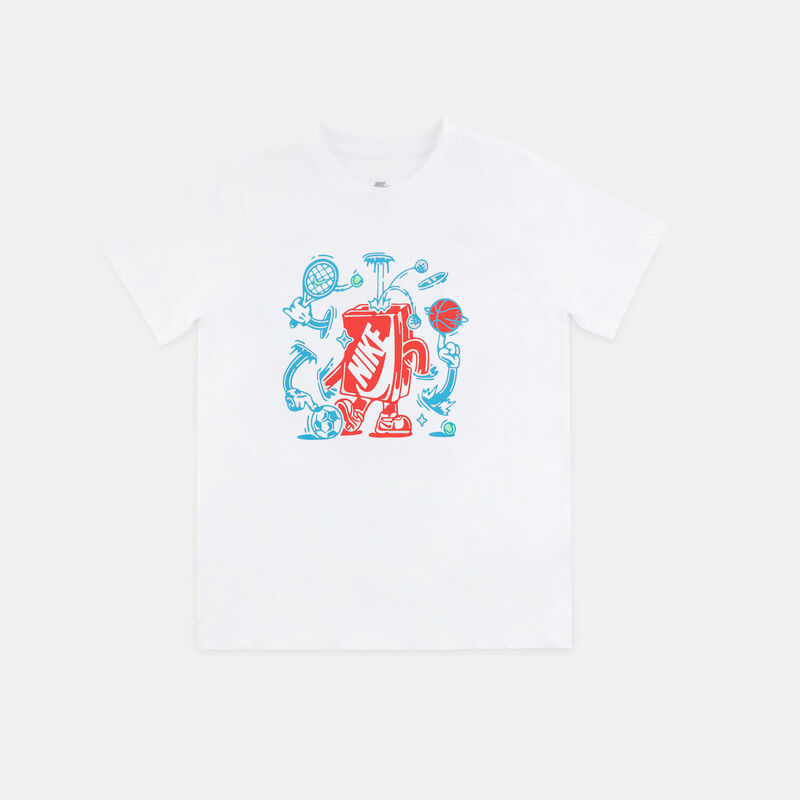 T-shirt Nike Sportswear Boxy Multisport ragazzi, bianco/rosso/blu