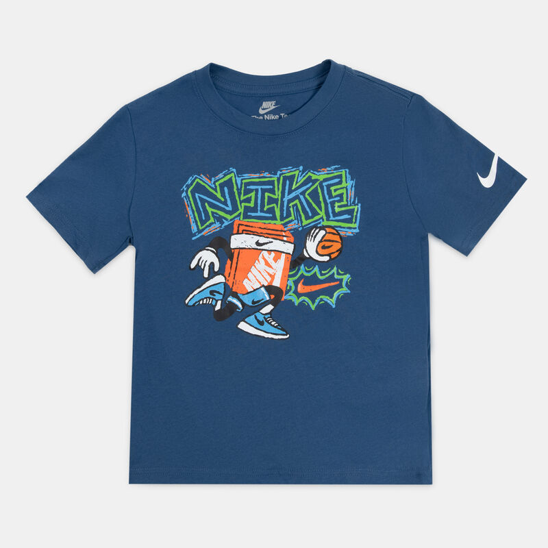T-shirt Nike Chalky Boxy Bball bambini, blu/multicolor