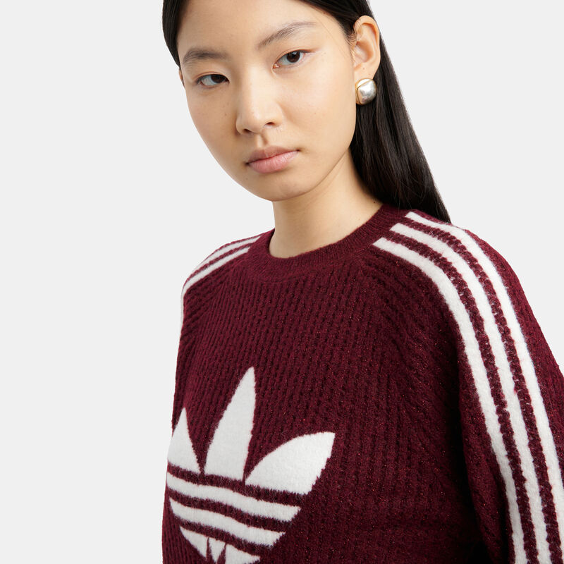 Felpa adidas Originals Knit Crew, bordeaux/bianco