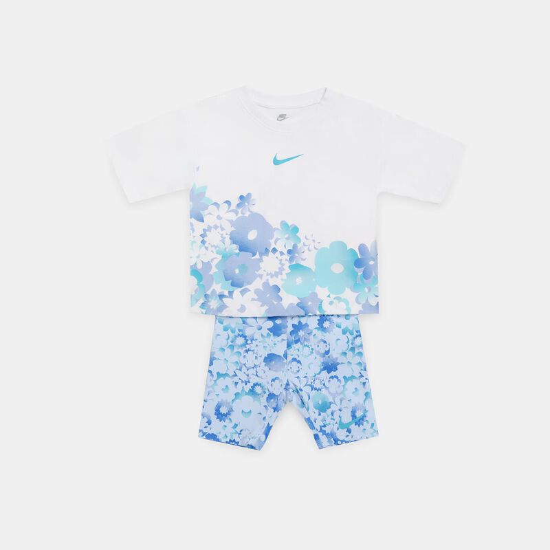 Completo Nike Floreal bambini, azzurro/bianco