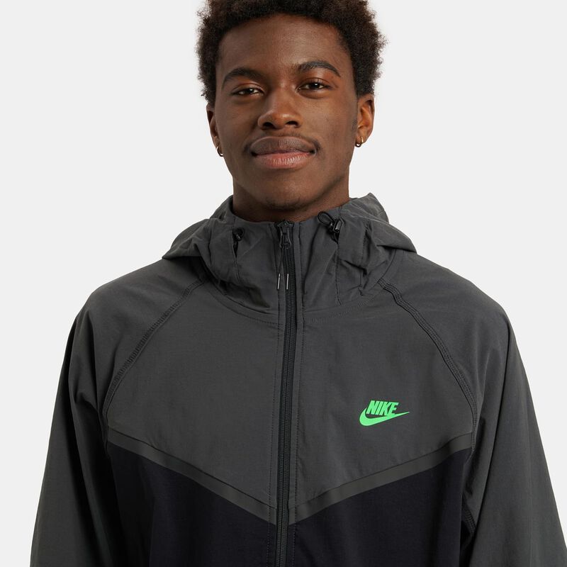 Felpa con zip Nike Tech Windrunner Woven, grigio/nero/verde