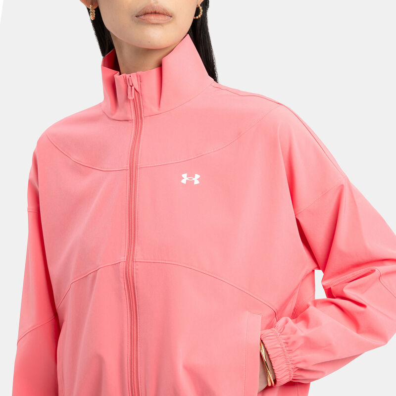 Felpa con zip Under Armour Rival Woven, rosa