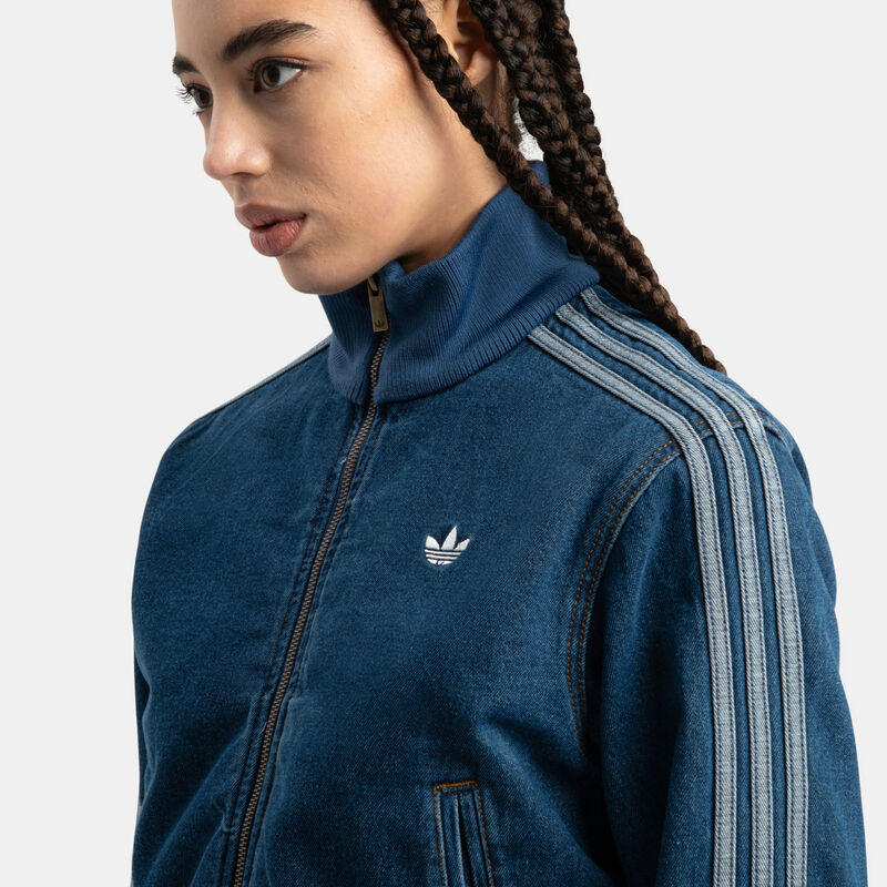 Felpa con zip adidas Firebird Denim, azzurro