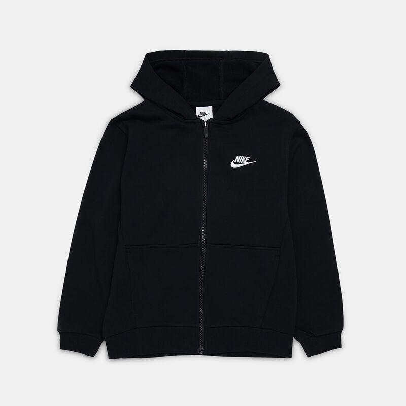 Felpa con zip Nike Sportswear Club ragazzi, nero/bianco