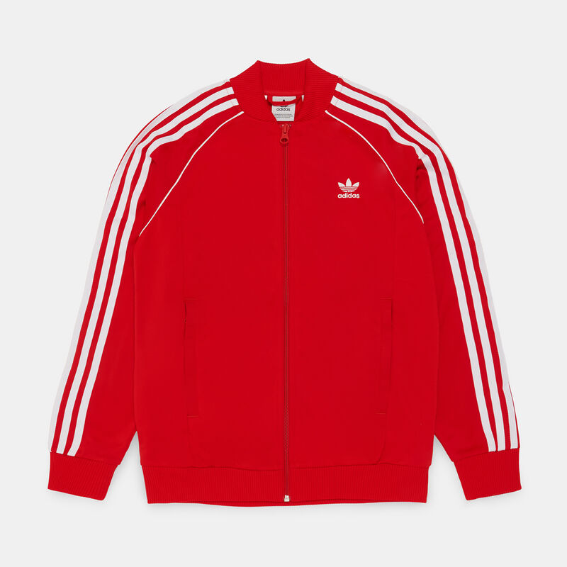 Felpa con zip adidas Track top adicolor SST ragazzi, rosso/bianco