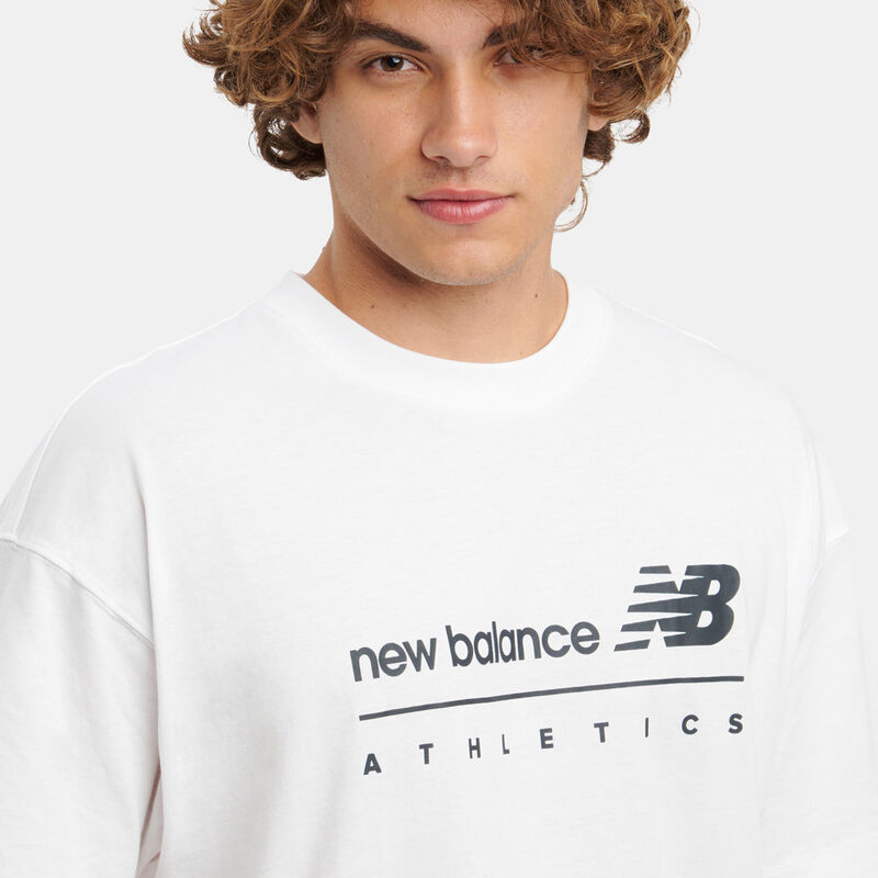 T-shirt New Balance Linear Graphic, bianco/nero