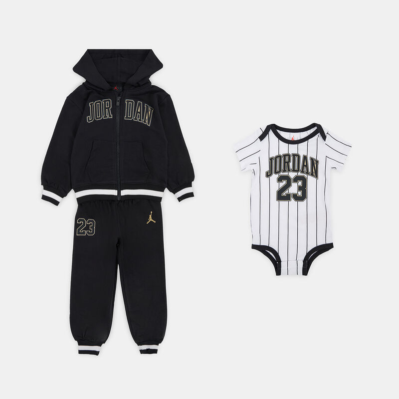 Completo Jordan MJ 23 neonati, nero/bianco/oro