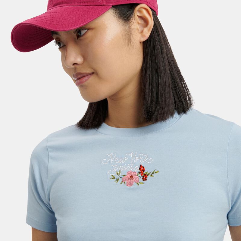 T-shirt New Era Crop New York Knicks Floral, azzurro