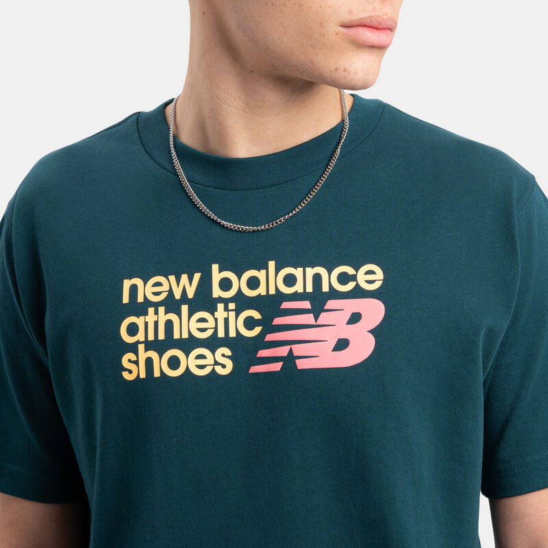T-shirt New Balance Athletics Premium Relaxed Chest Logo, verde/giallo/rosa