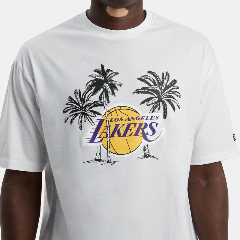 T-Shirt New Era LA Lakers NBA Palm Tree, bianco/nero/giallo