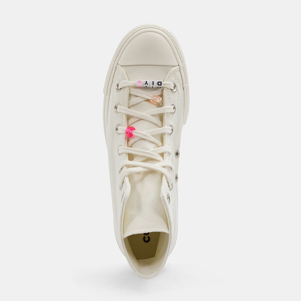 Converse Chuck Taylor All Star Lift Platform DIY Beads, bianco panna/nero