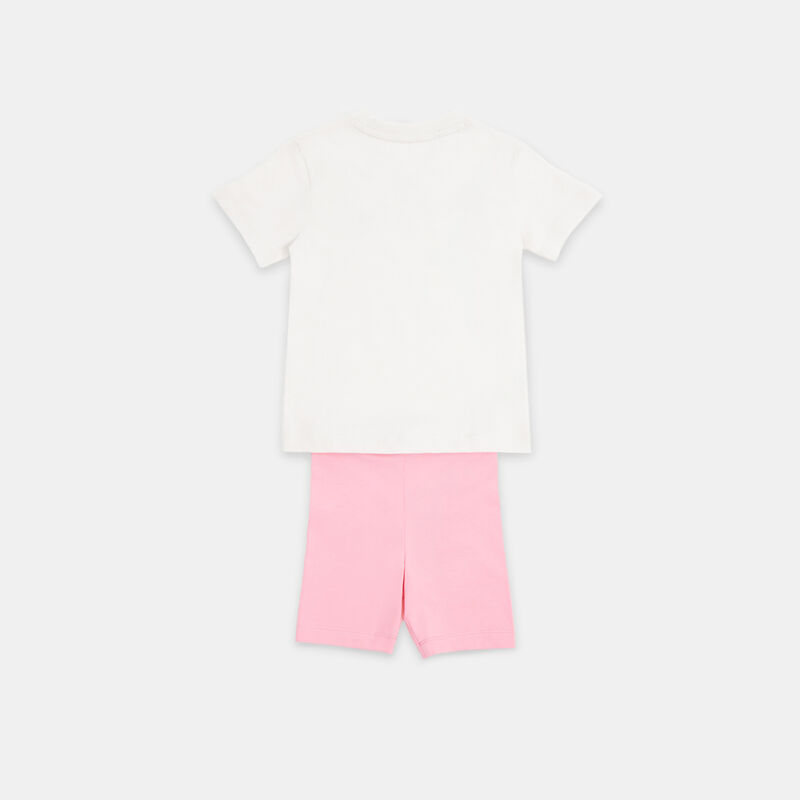 Completo adidas Cycling Shorts and Tee neonati, rosa/bianco