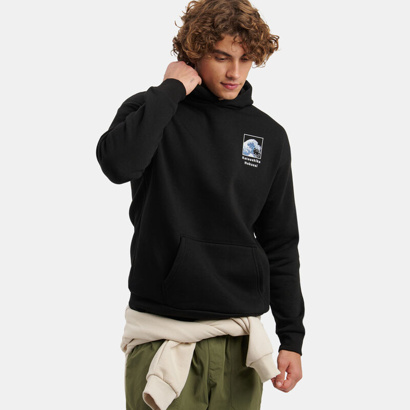 Felpa Speedy Fleece Hokusai, nero/bianco/azzurro