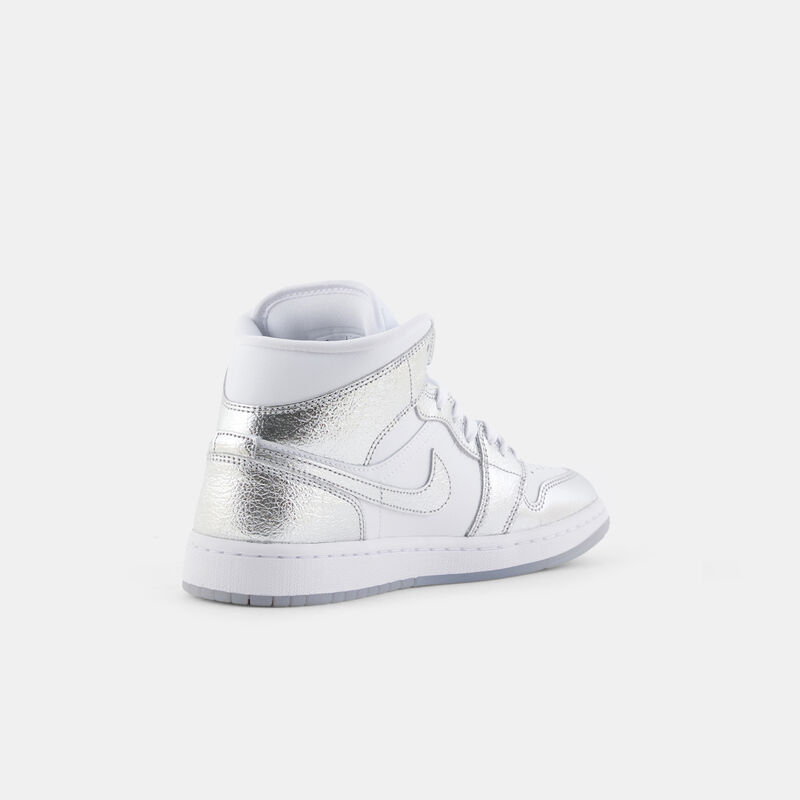 Air Jordan 1 Mid SE Crinkled Chrome (W), argento/bianco