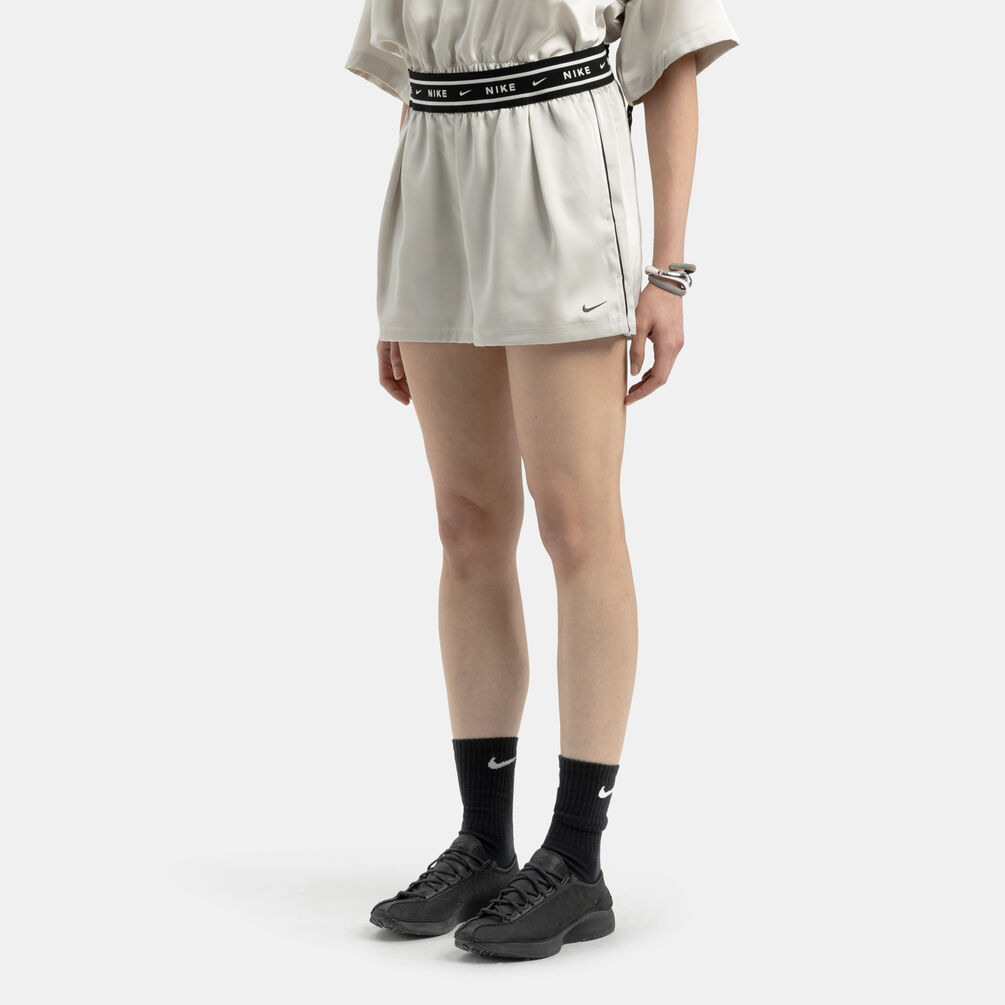 Short Nike Sportswear Mid-Rise Satin, bianco/nero