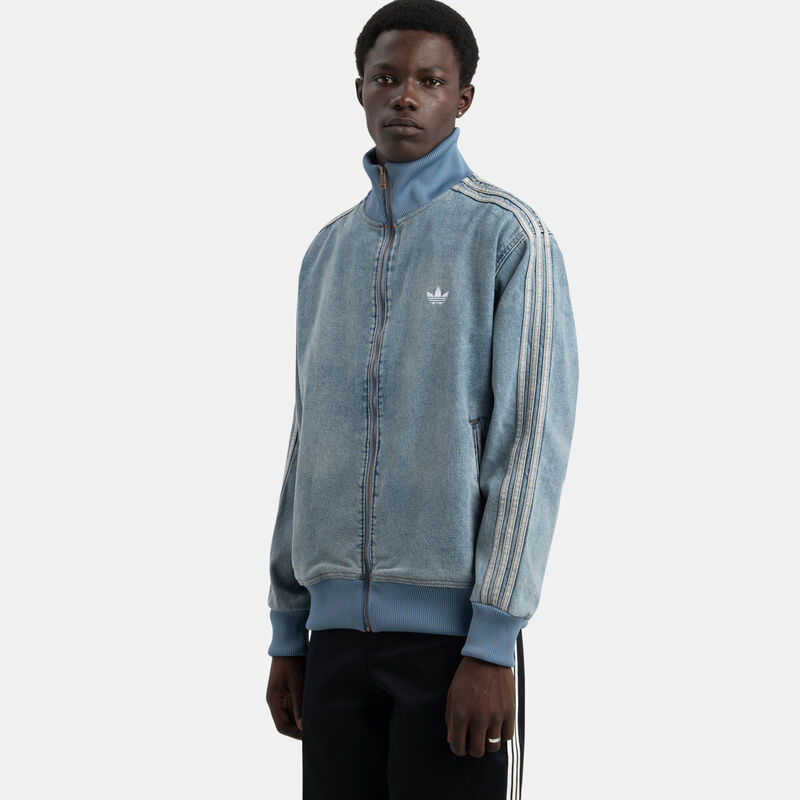 Felpa con zip adidas adicolor Firebird Denim, azzurro