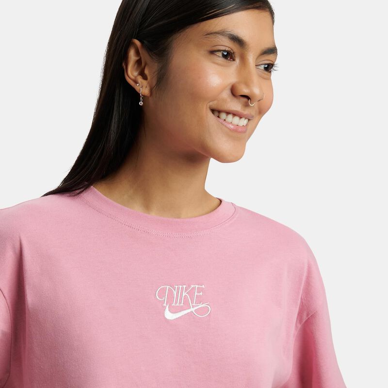 T-shirt Nike Sportswear Crop, rosa/bianco