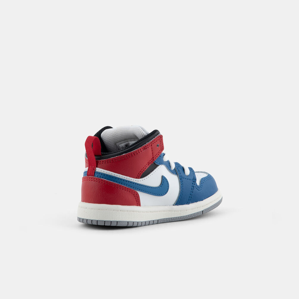 Air Jordan 1 Mid True Blue Varsity Red (TD), blu/rosso/bianco
