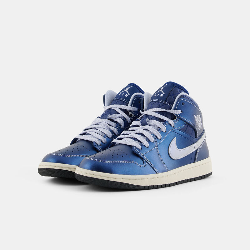 Air Jordan 1 Mid SE Metallic Blue Quilted (W), blu/argento/beige