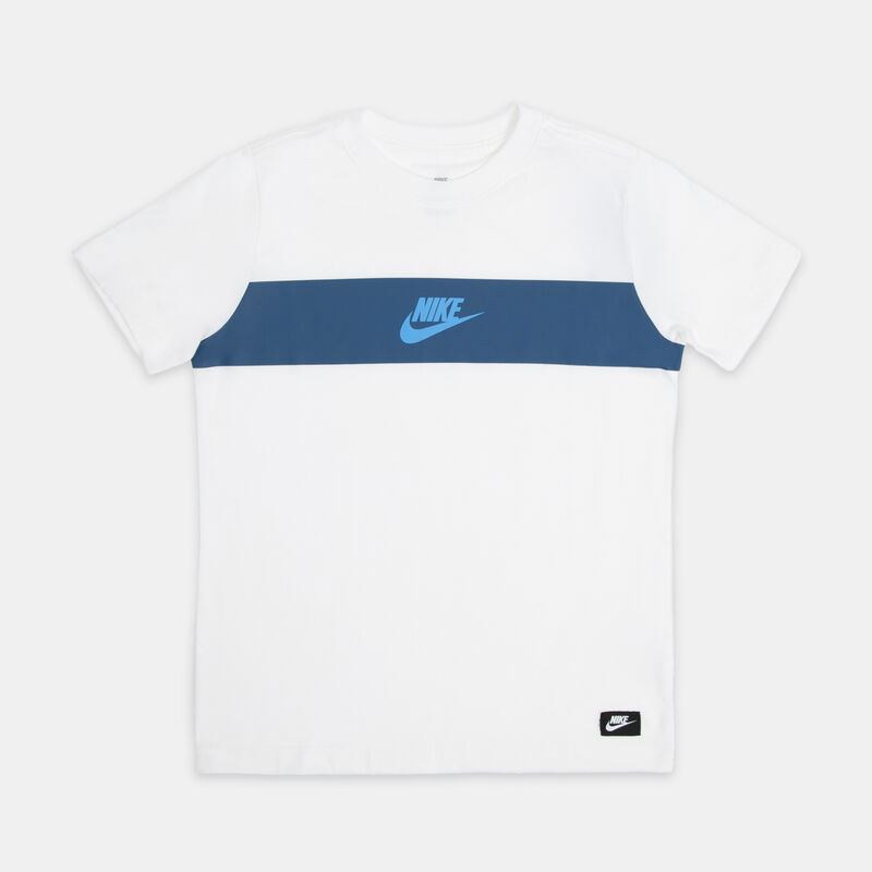 T-shirt Nike Sportswear Brandmark ragazzi, bianco/blu/azzurro