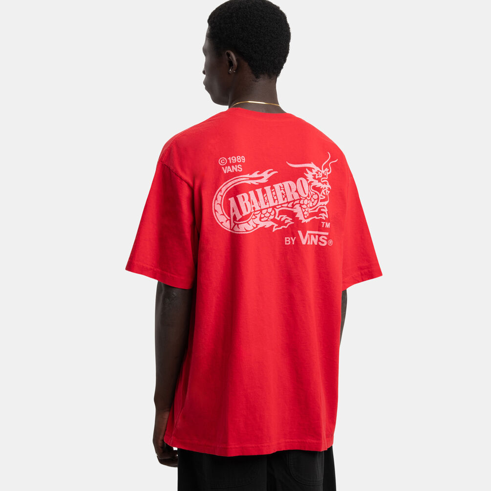 T-shirt Vans Caballero, rosso/bianco