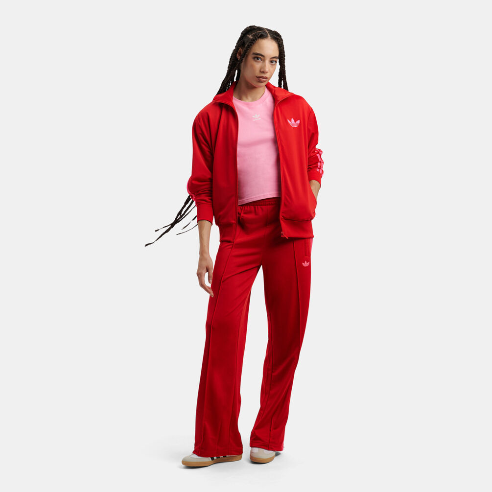 Pantaloni adidas Track adicolor Classic Firebird Loose, rosso/rosa