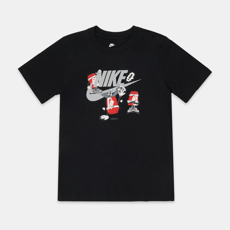 T-shirt Nike Sportswear Boxy Break Dance ragazzi, nero/grigio/rosso