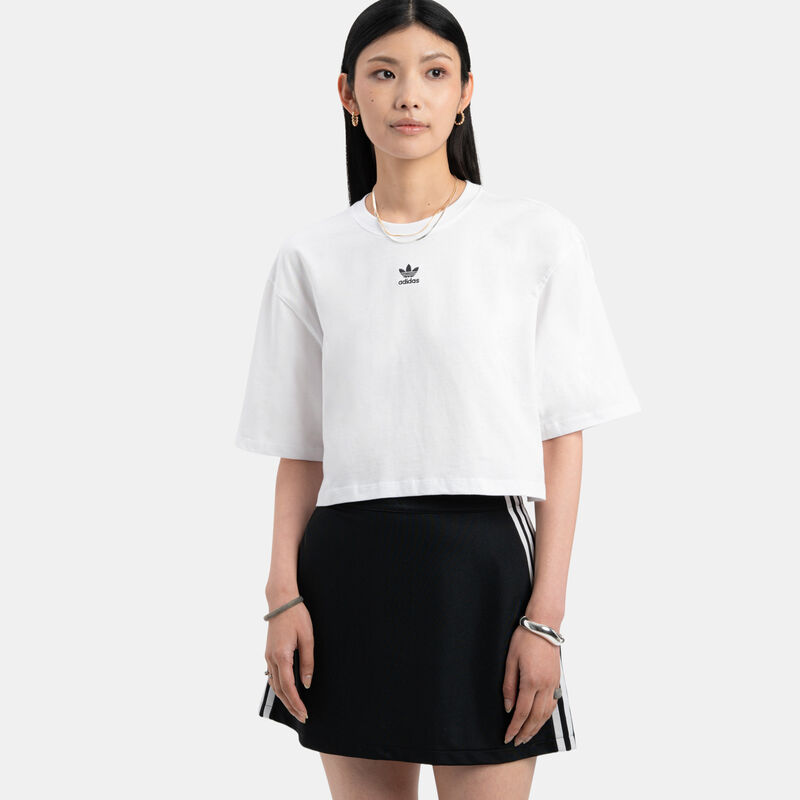 T-shirt adidas Essentials Crop, bianco/nero