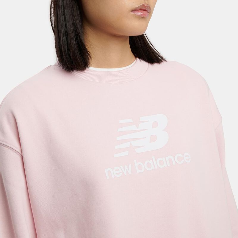 Felpa New Balance Sport Essentials Logo, rosa/bianco
