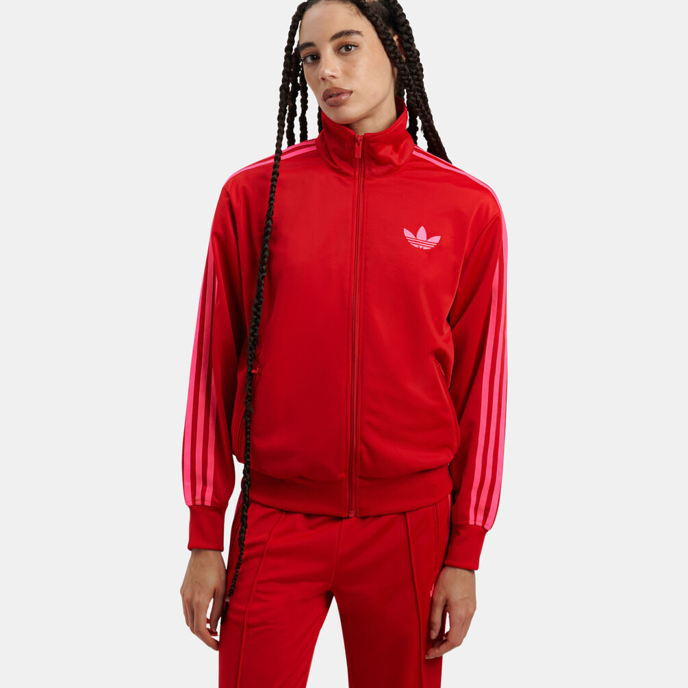 Felpa con zip adidas Track top adicolor Classic Firebird Loose, rosso/rosa