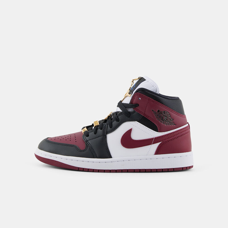 Air Jordan 1 Mid SE Black Dark Beetroot (W), bordeaux/bianco/nero
