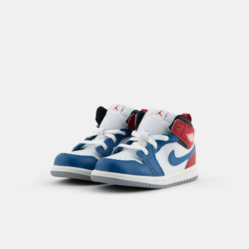 Air Jordan 1 Mid True Blue Varsity Red (TD), blu/rosso/bianco