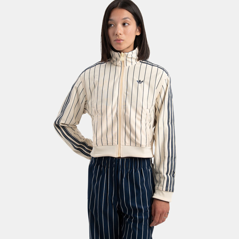 Felpa con zip adidas Track Top Firebird Reversibile, beige/blu