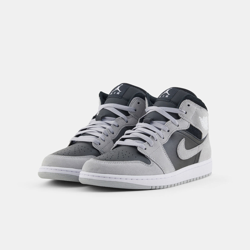 Air Jordan 1 Mid Light Smoke Grey Black, grigio/nero