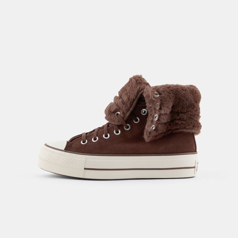 Converse Chuck Taylor All Star Fold-Over Lift Platform XHi, marrone/beige