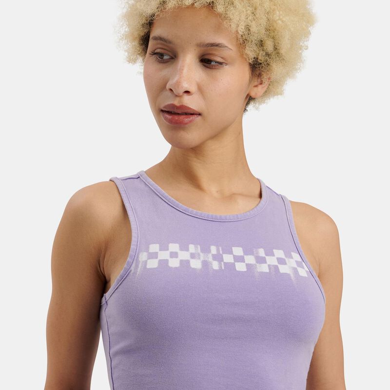 Top Vans Checkerboard Fitted Crop, viola/bianco