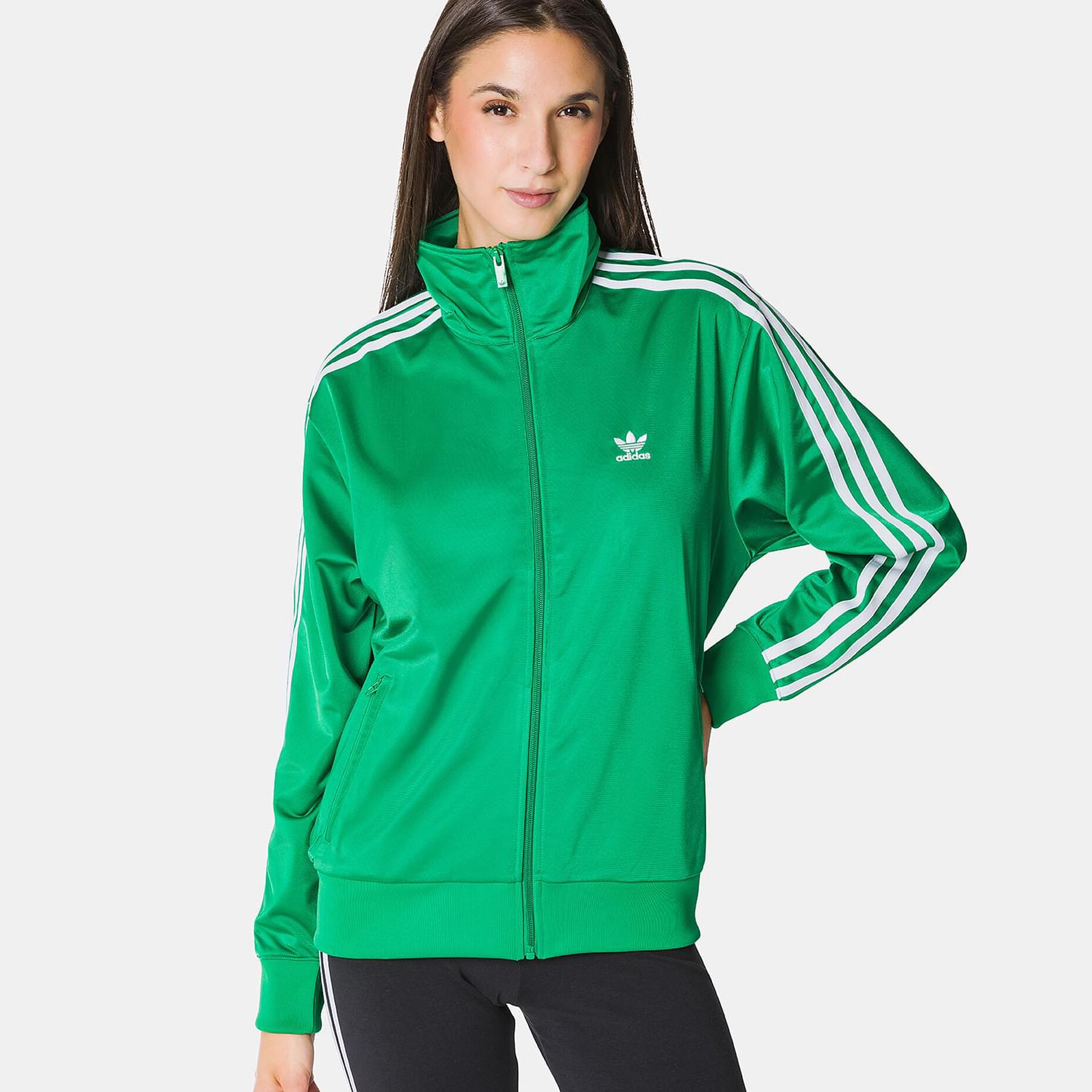 Felpa adidas Track Top adicolor Classics Loose Firebird, verde/bianco
