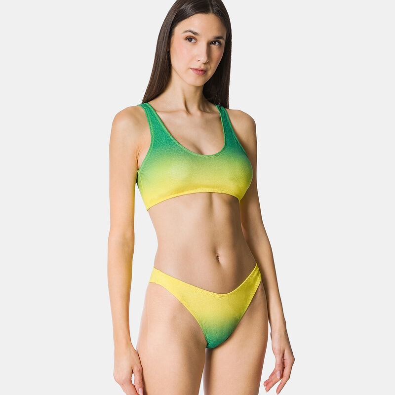 Costume F**k Bikini Top e Slip Americano Fisso Visionary Dose, Giallo/verde