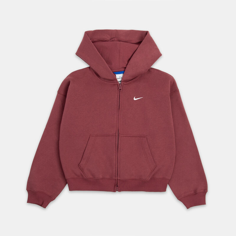 Felpa con zip Nike Sportswear Studio Fleece ragazzi, bordeaux