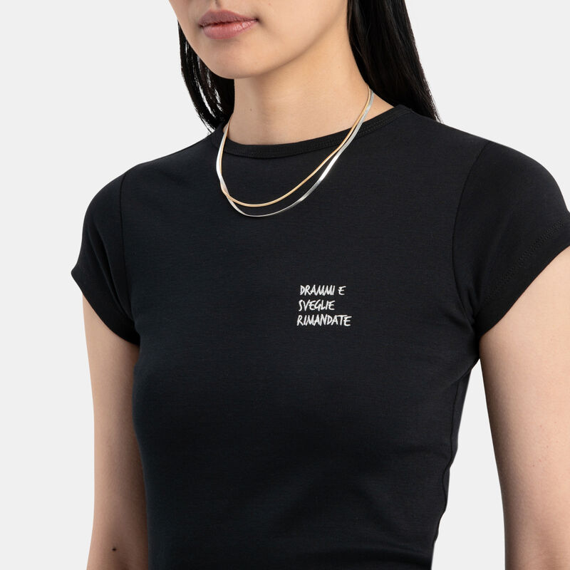 T-shirt VRL Embroidery, nero/bianco