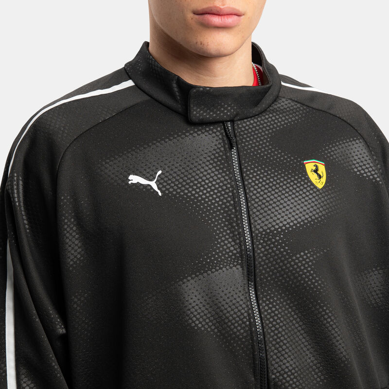 Felpa con zip Puma Scuderia Ferrari T7, nero/bianco/giallo
