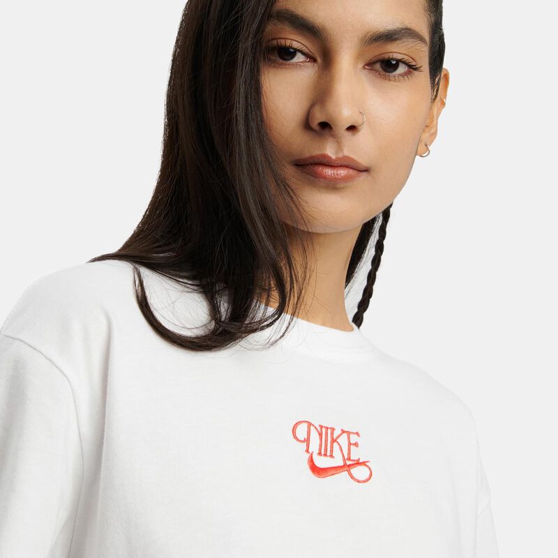 T-shirt Nike Sportswear Crop, bianco/rosso